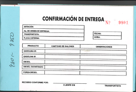 Libreta Confirmación de Entrega