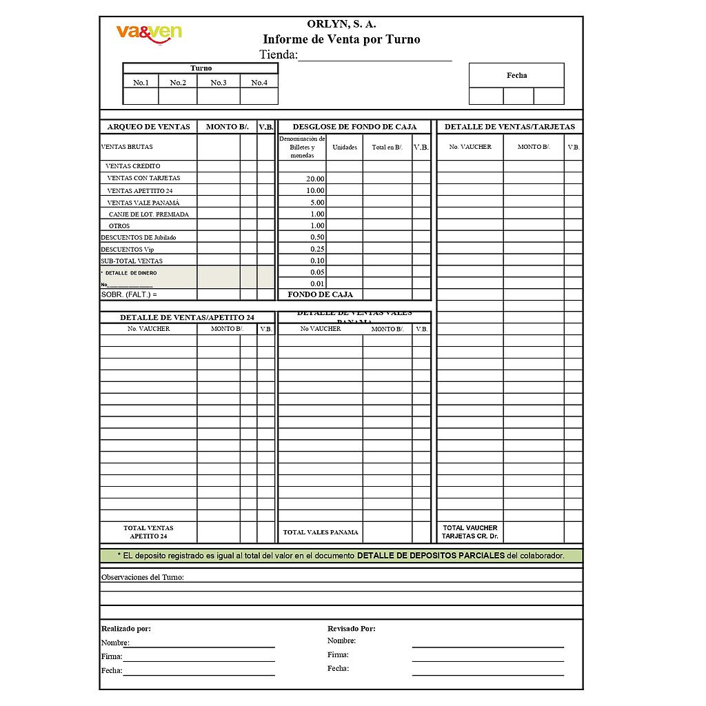 ARQUEO DE VENTA VA&VEN