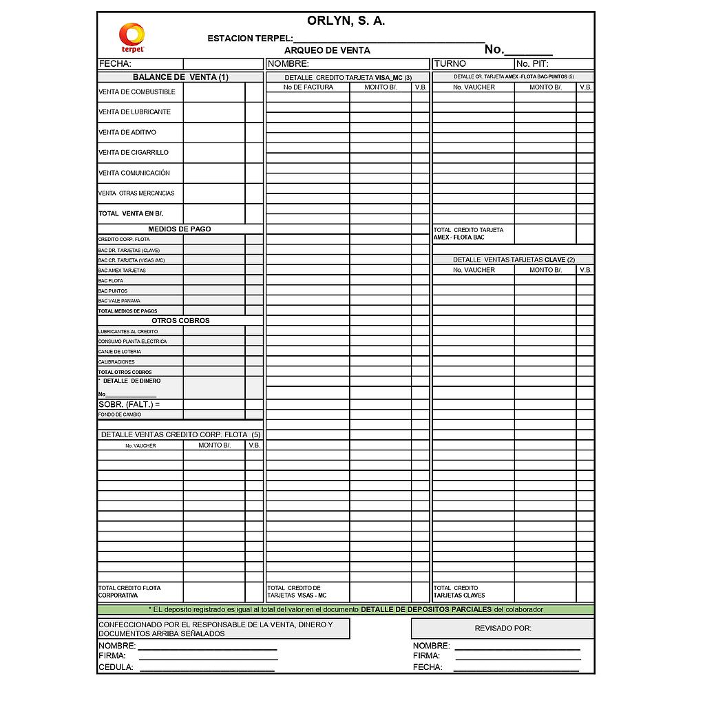 ARQUEO DE VENTA TERPEL