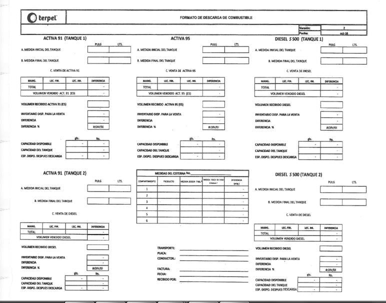 Formato Libreta Descarga de Combustible - Diseño Anterior