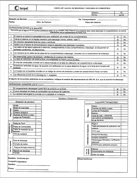 Libreta Formato Check List - Diseño anterior